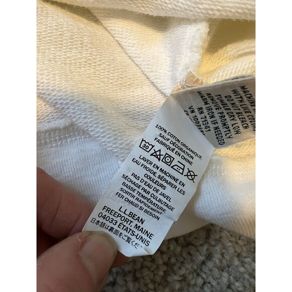 LL Bean Women's Organic Cotton Full-Zip White Hoodie Sweatshirt - Picture 8 of 12